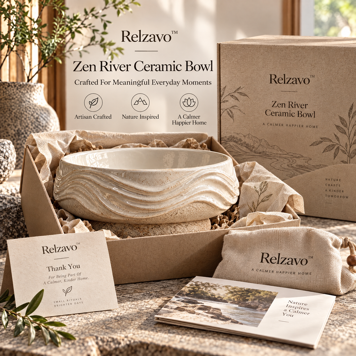 Zen River Ceramic Bowl