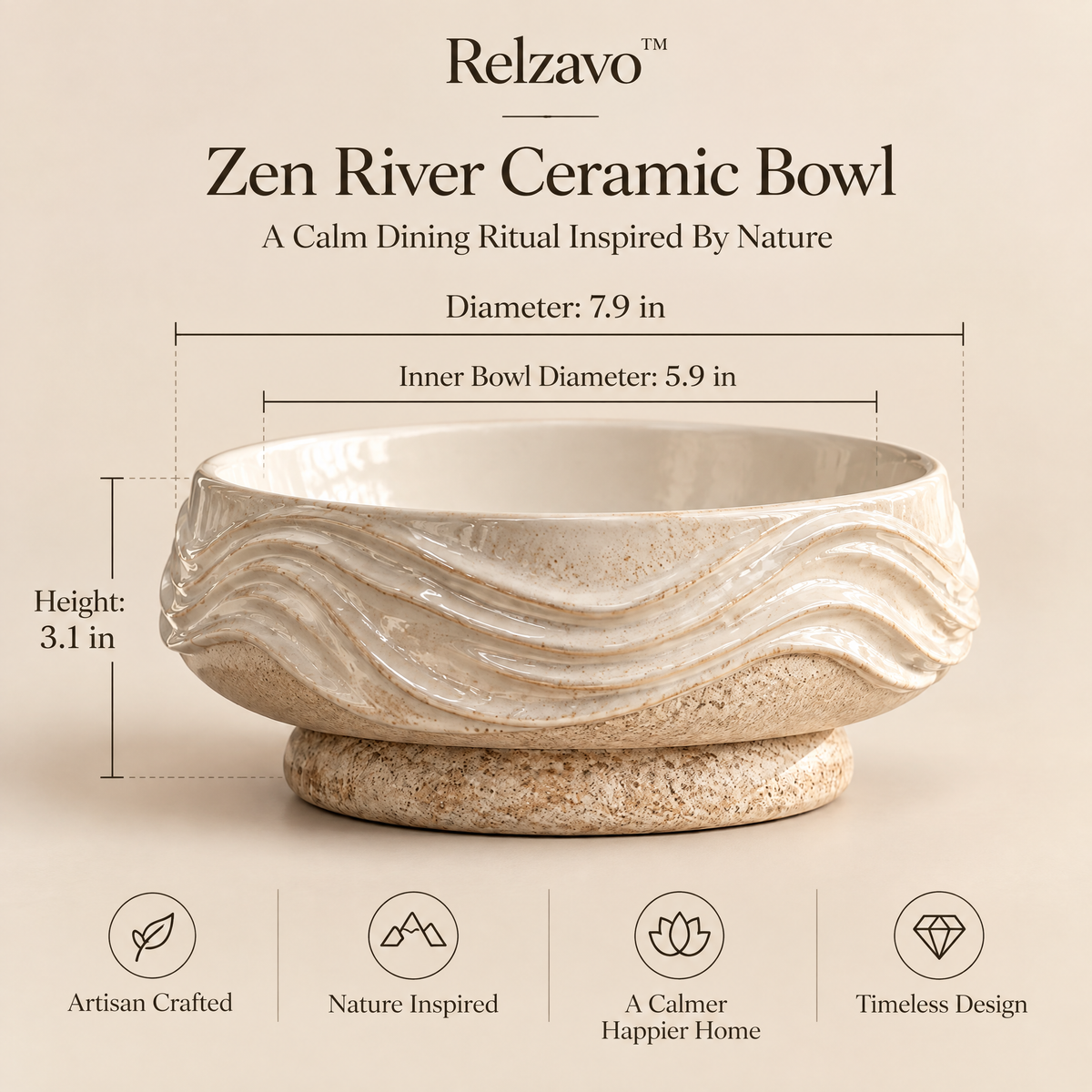 Zen River Ceramic Bowl