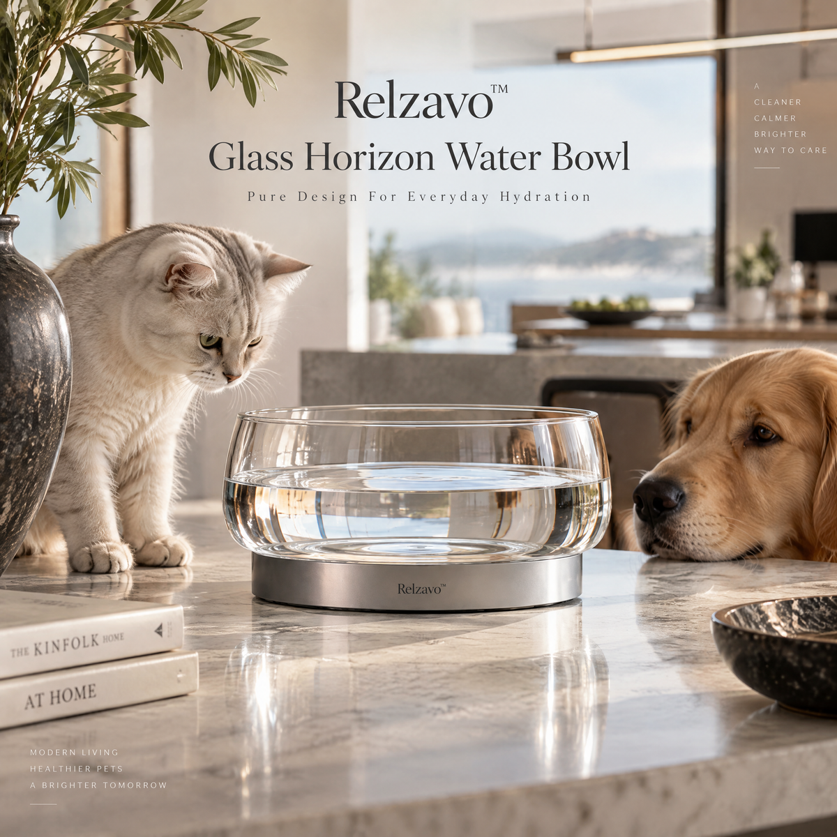 Glass Horizon Water Bowl