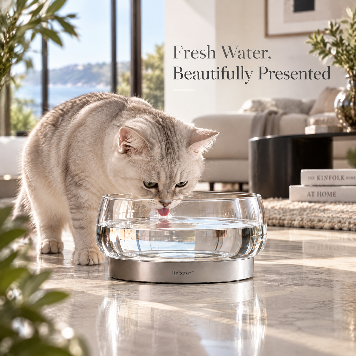 Glass Horizon Water Bowl