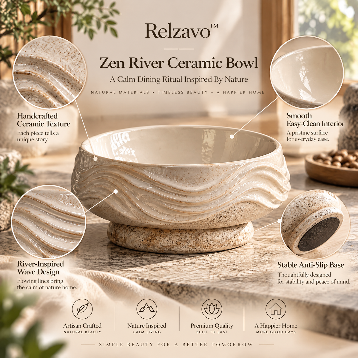 Zen River Ceramic Bowl